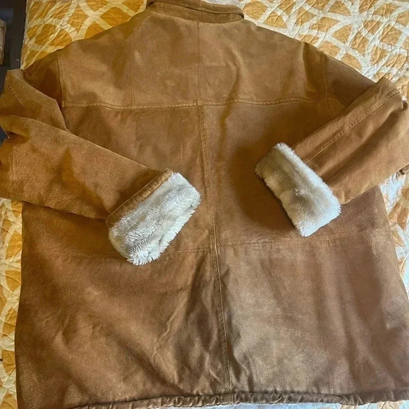 Vintage  The Avenue by Design Leather Fleece Lined Coat Size 22/24 - Picture 9 of 10